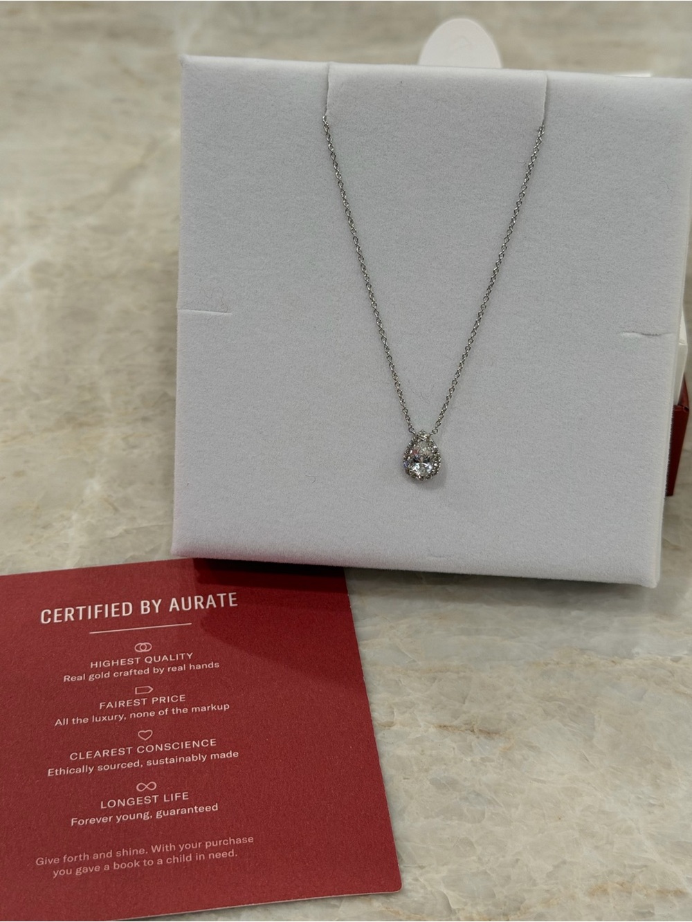 AURATE | Pear Gemstone Necklace | Size: Adjustable links at 16”, 18” and 20”